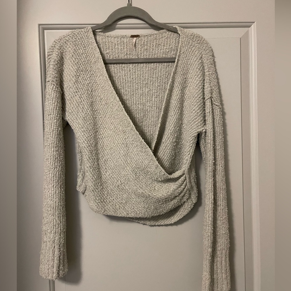 Free people slouchy sweater, cropped, gray